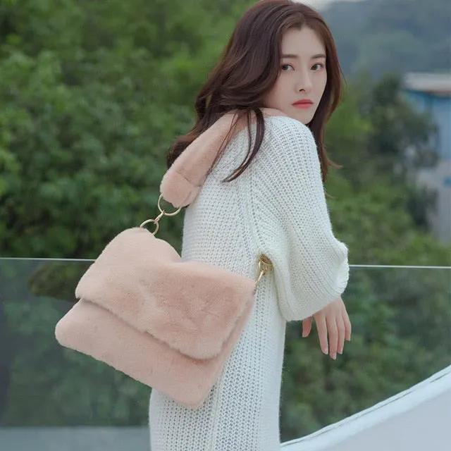 Fur Bag animal print leopard bag women ladies winter warm crossbody bags famous Brand Large Capacity shoudler Clutch 2019 new