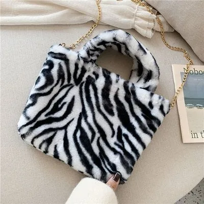 Fur Bag animal print leopard bag women ladies winter warm crossbody bags famous Brand Large Capacity shoudler Clutch 2019 new