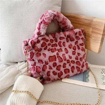 Fur Bag animal print leopard bag women ladies winter warm crossbody bags famous Brand Large Capacity shoudler Clutch 2019 new