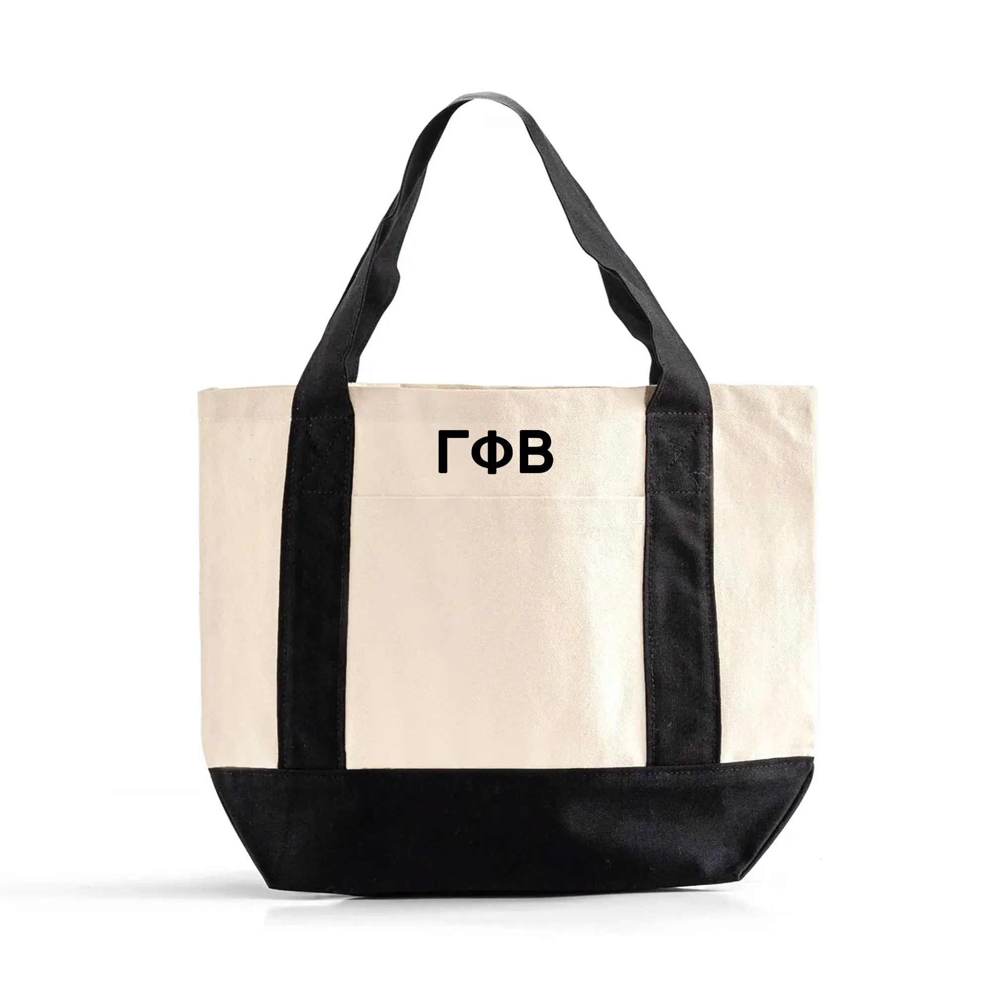 Gamma Phi Beta Black Trim Canvas Tote Bag - Perfect for Everyday Sorority Life