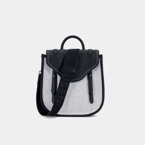 Genuine Leather Saddle Bag - Black