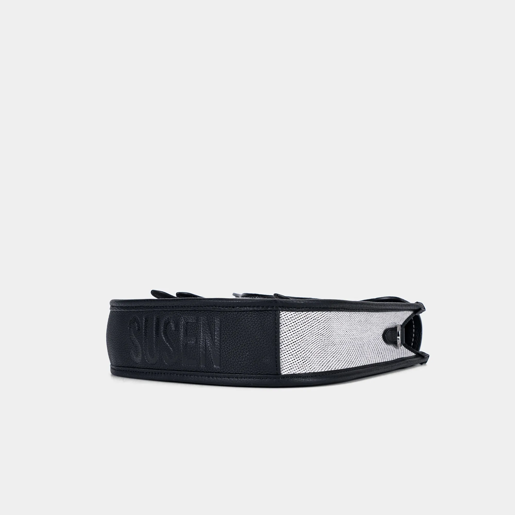 Genuine Leather Saddle Bag - Black