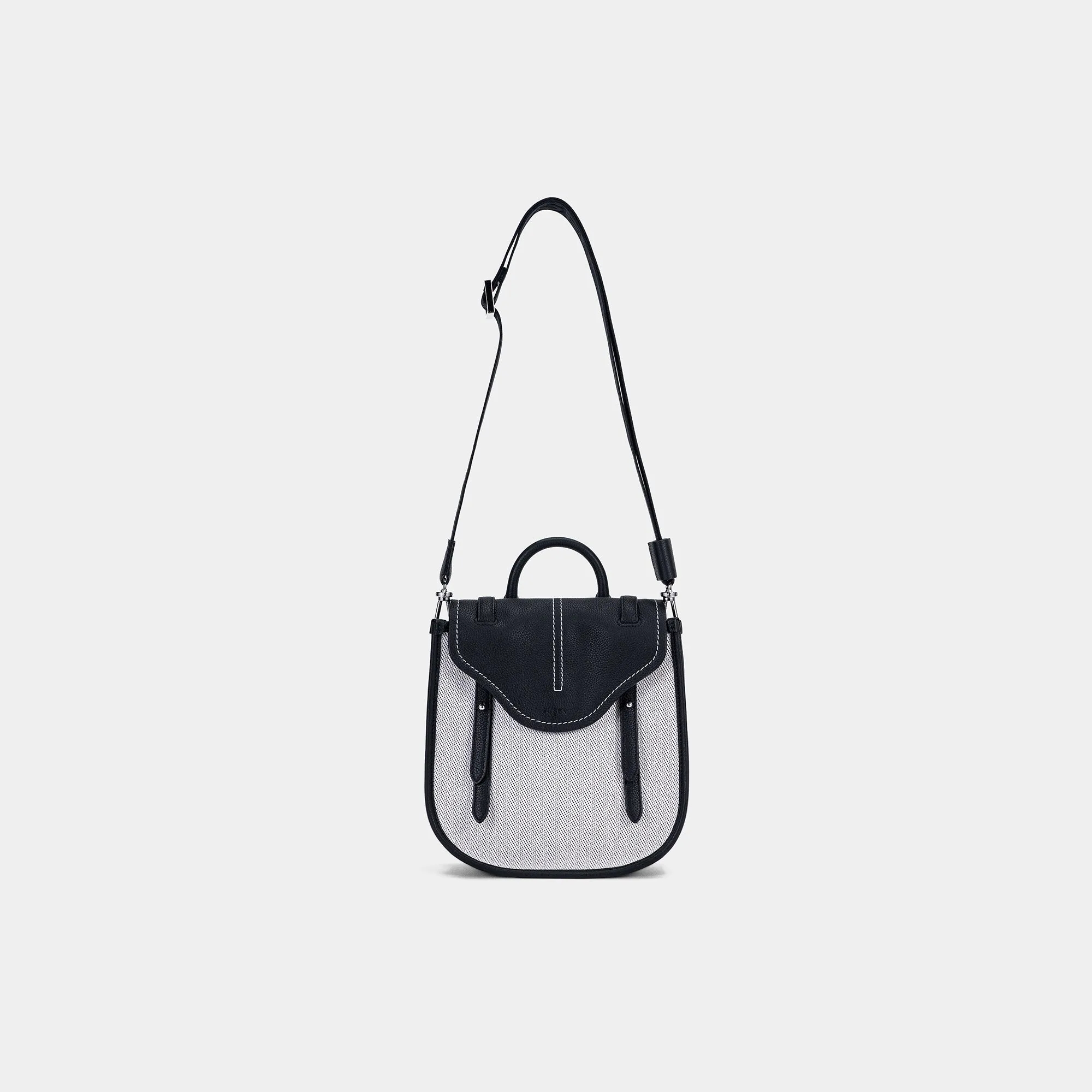 Genuine Leather Saddle Bag - Black