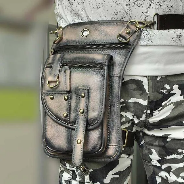 Genuine Leather Waist Drop Leg  Messenger Bag