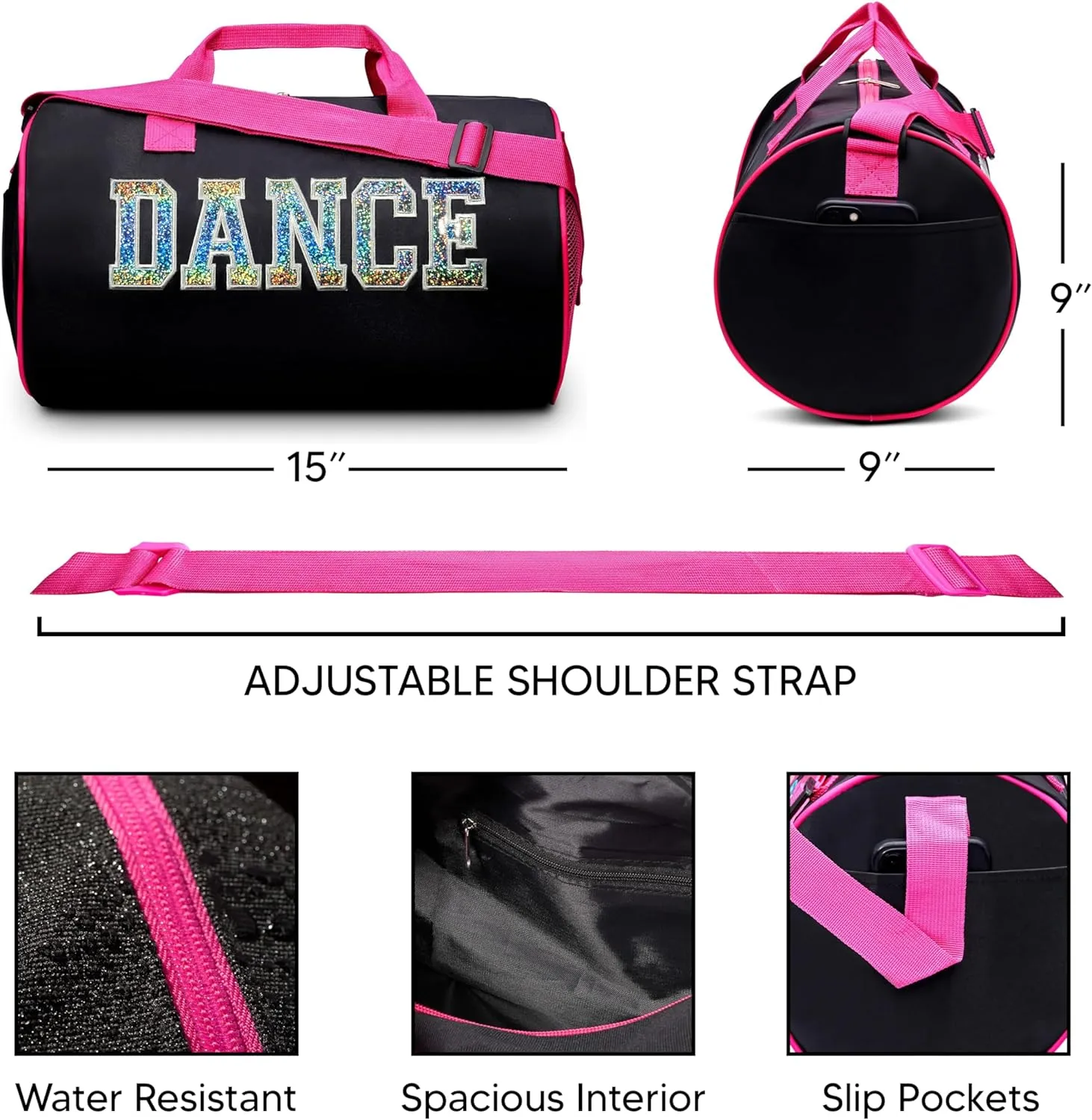 Girls Nylon Dance Duffel Bag