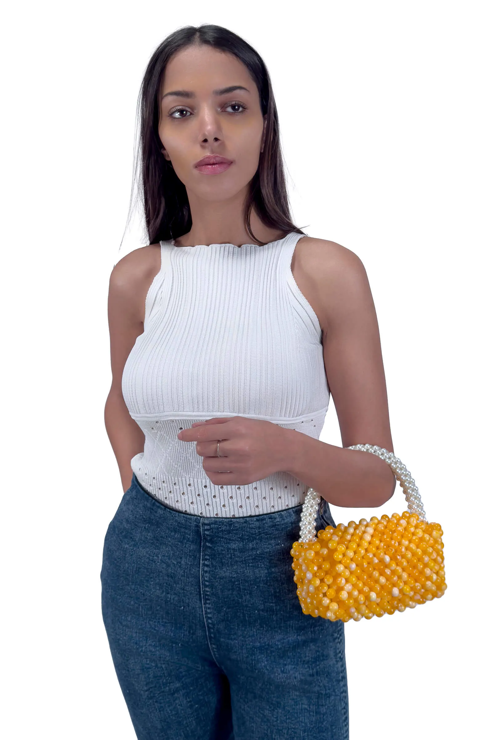 Golden Radiance Beaded Mini Tote