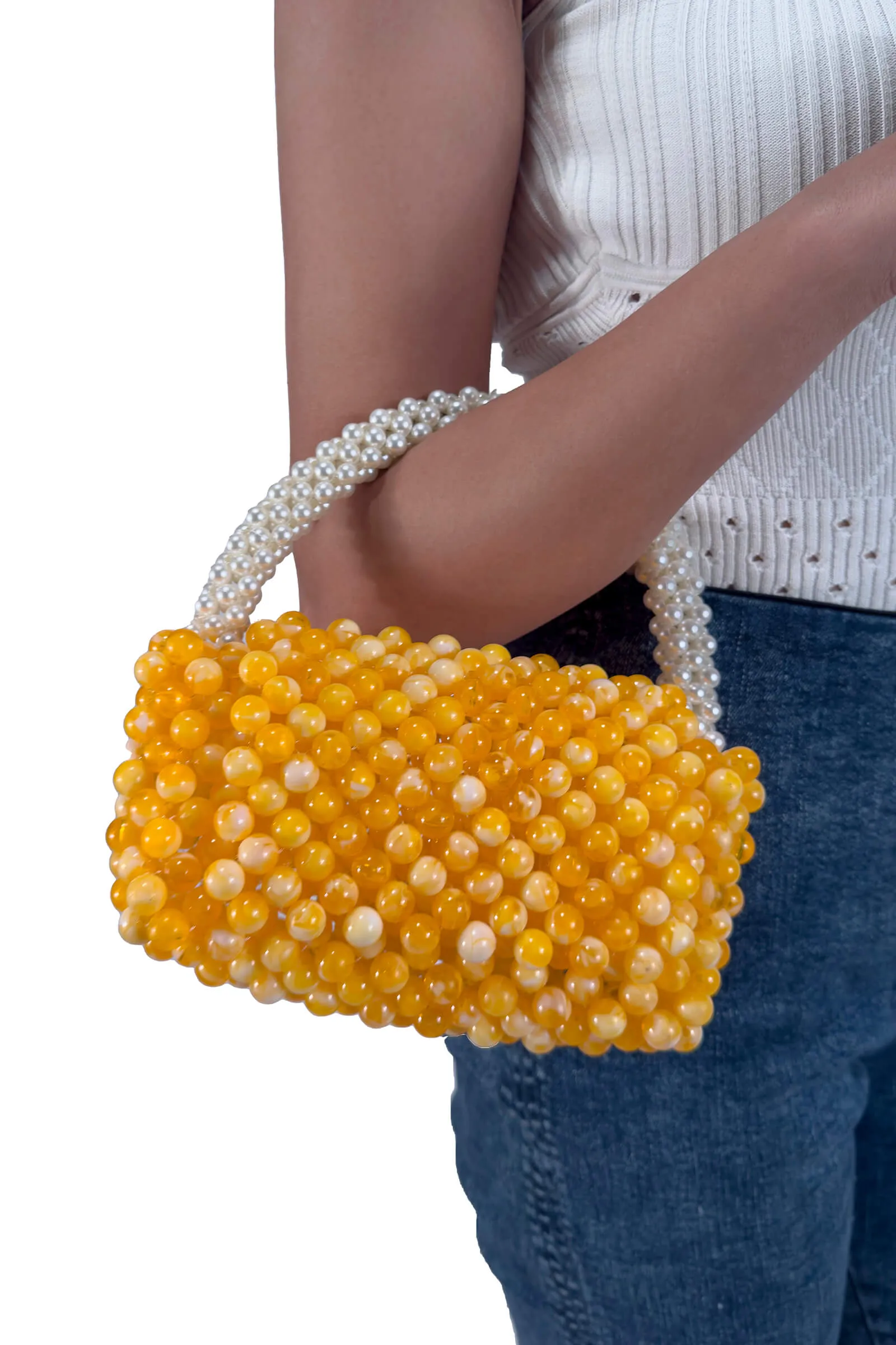 Golden Radiance Beaded Mini Tote