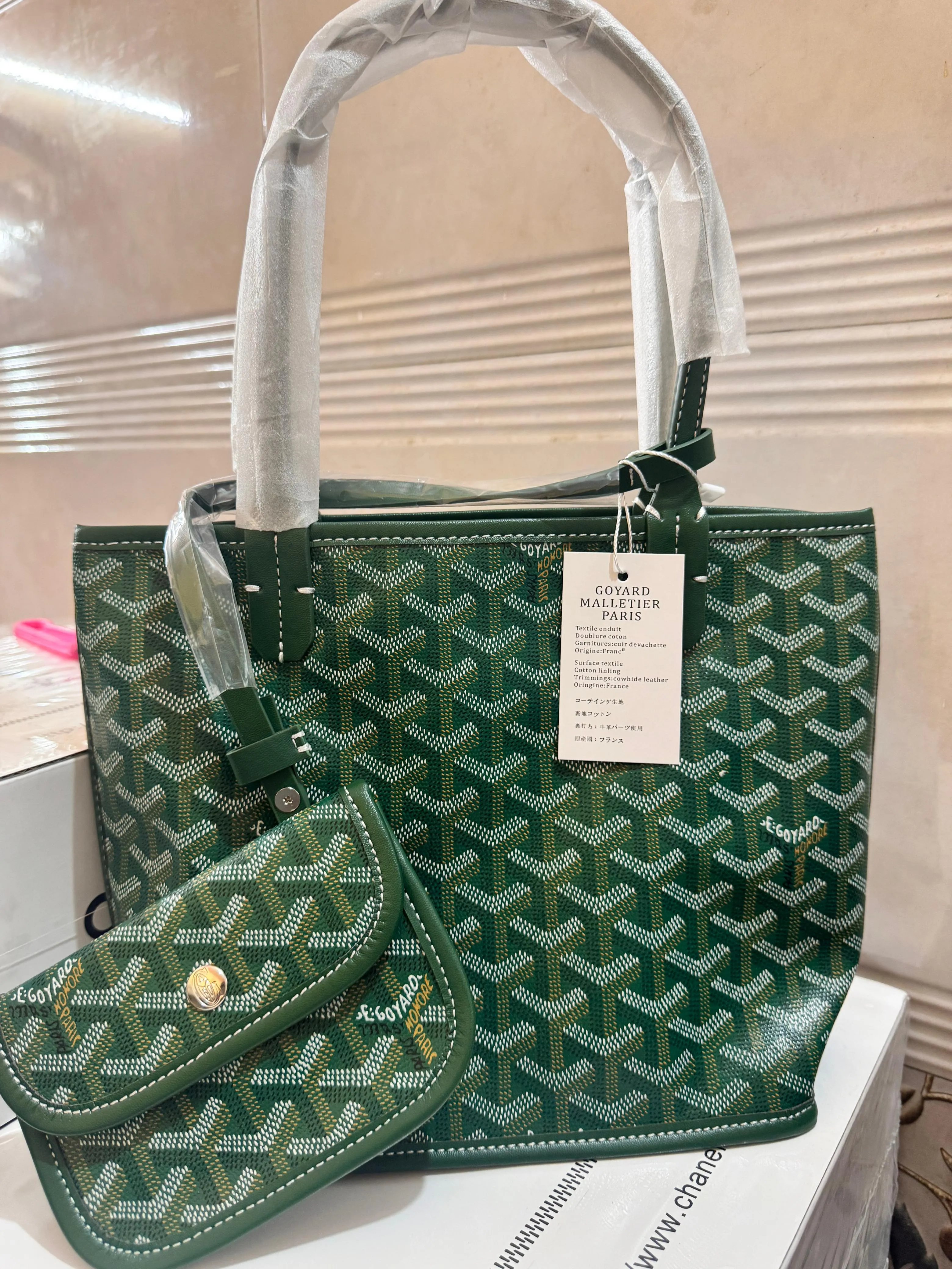 GOYARD ANJOU SMALL TOTE BAG WITH POUCH