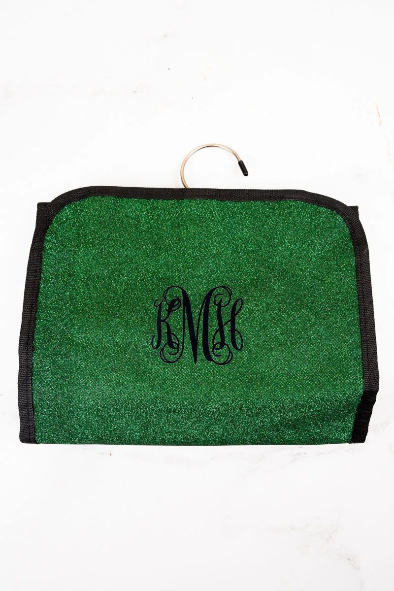 Green Glitz & Glam Roll Up Cosmetic Bag