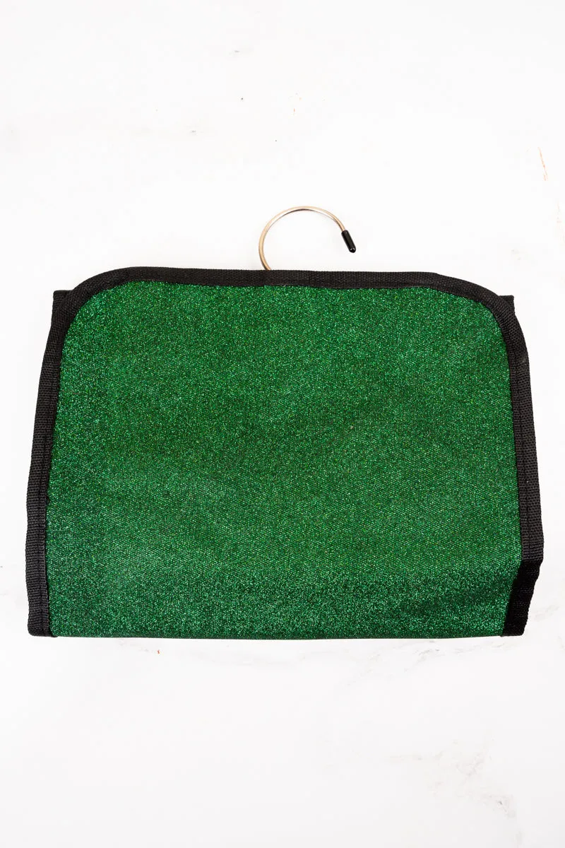 Green Glitz & Glam Roll Up Cosmetic Bag