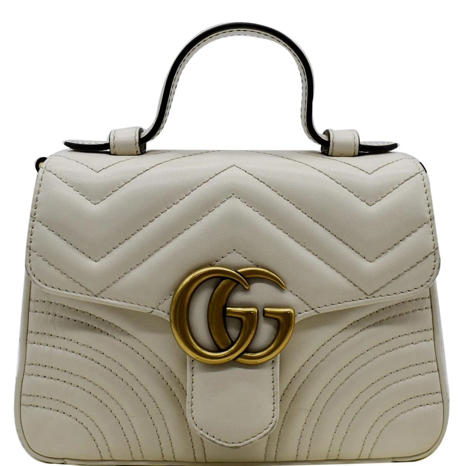 GUCCI GG Marmont Mini Top Handle Shoulder Bag White 547260
