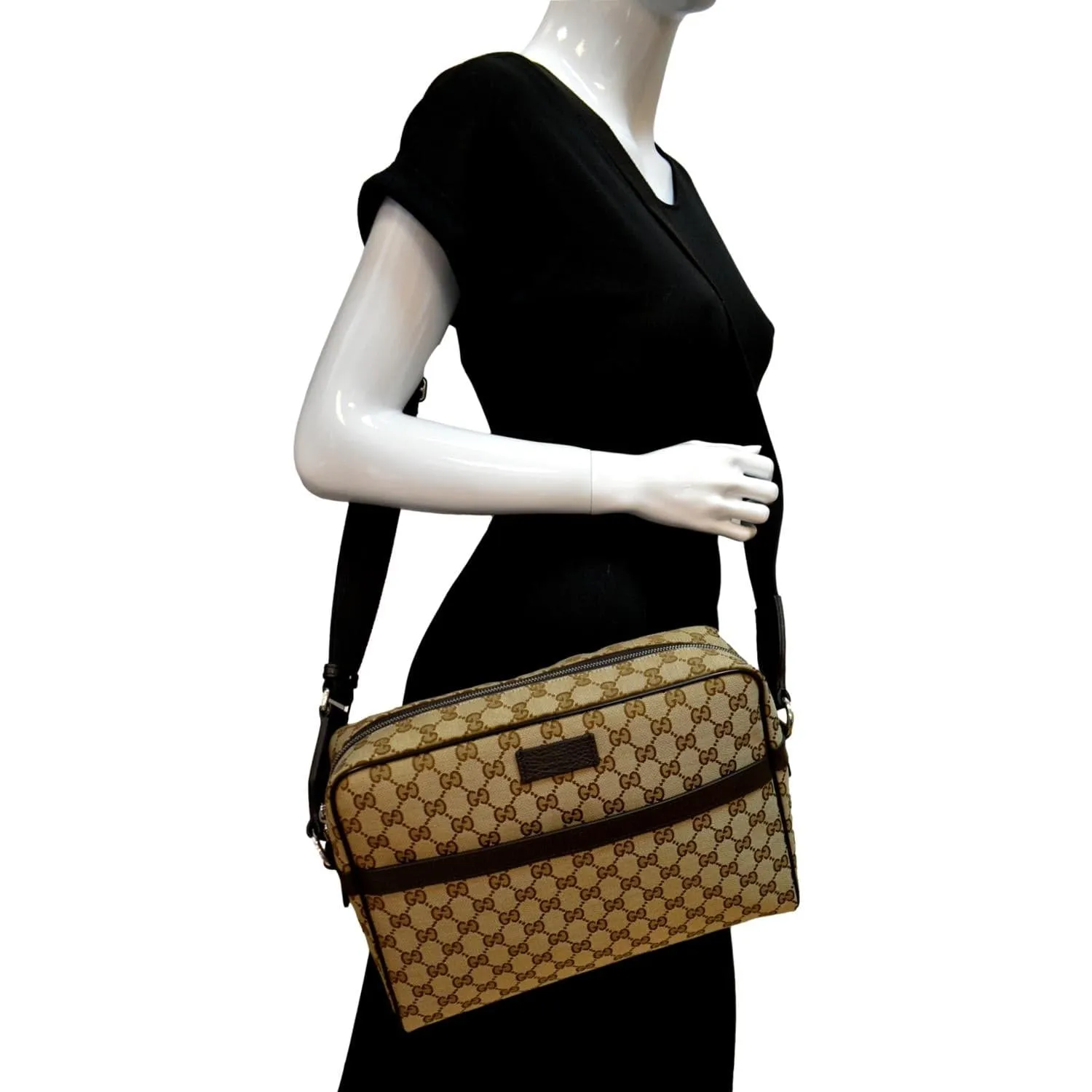 GUCCI GG Monogram Canvas Messenger Bag Dark Brown 449173