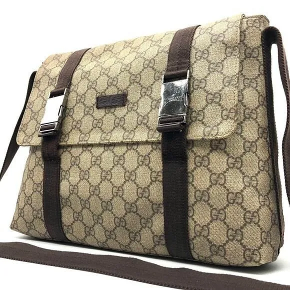 Gucci GG Supreme Web Canvas Sherry Messenger Bag Monogram Flap Tote