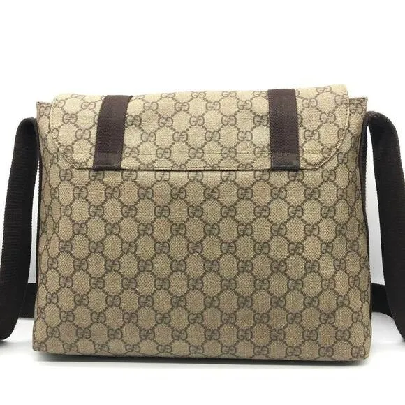 Gucci GG Supreme Web Canvas Sherry Messenger Bag Monogram Flap Tote