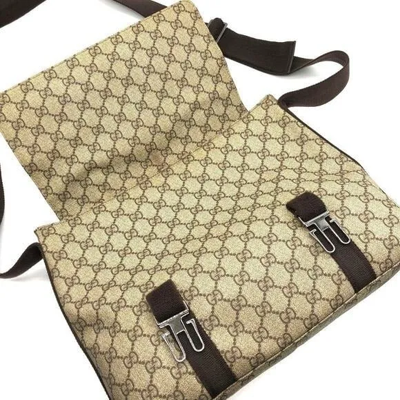 Gucci GG Supreme Web Canvas Sherry Messenger Bag Monogram Flap Tote