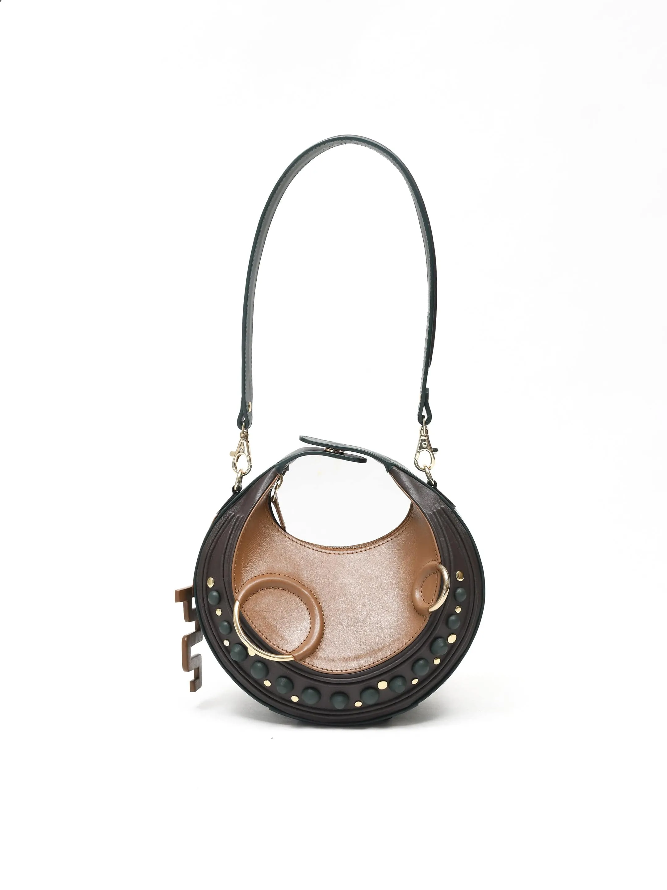 Halo Bag- Tan, Brown & Bottle Green