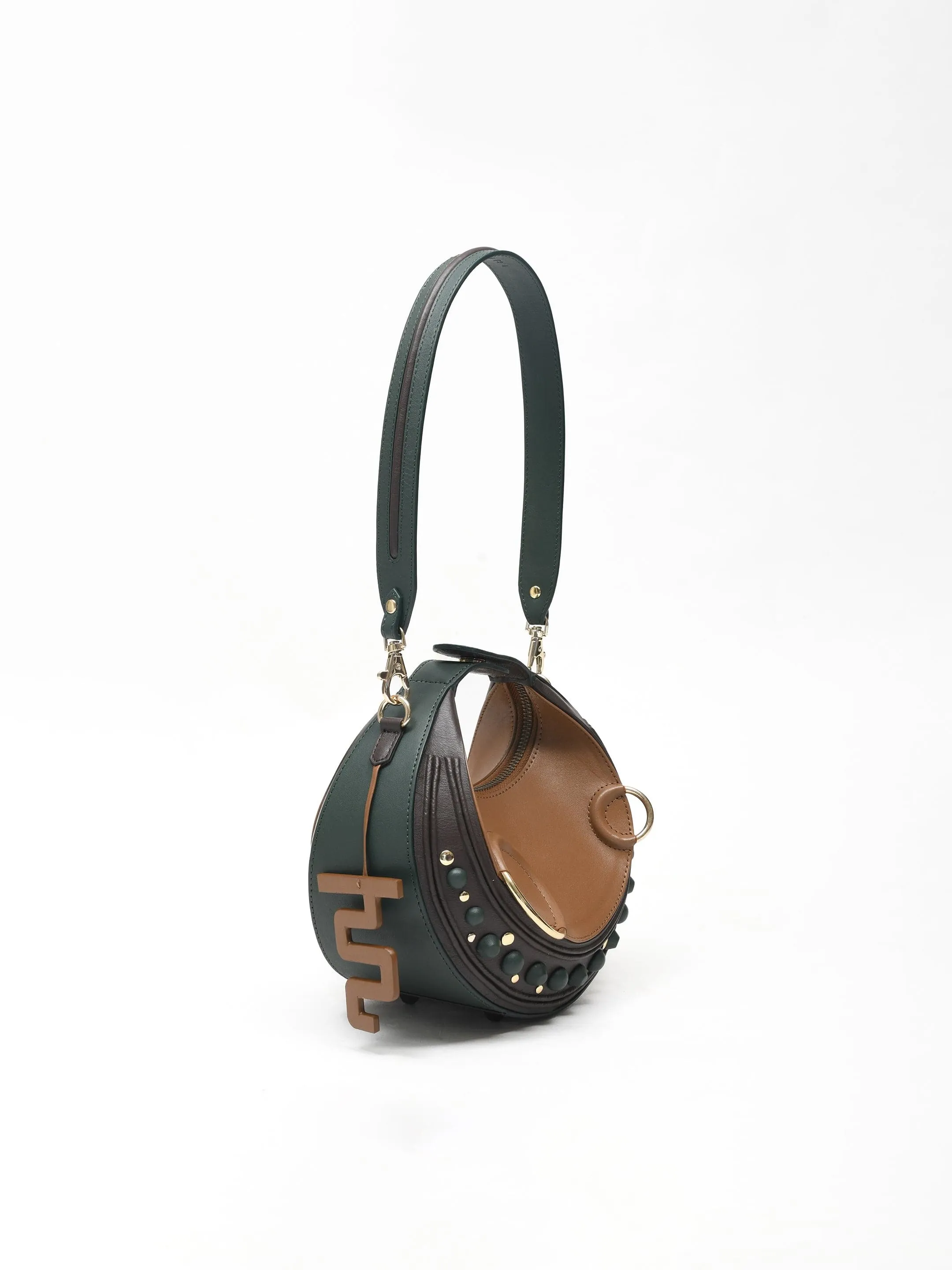 Halo Bag- Tan, Brown & Bottle Green
