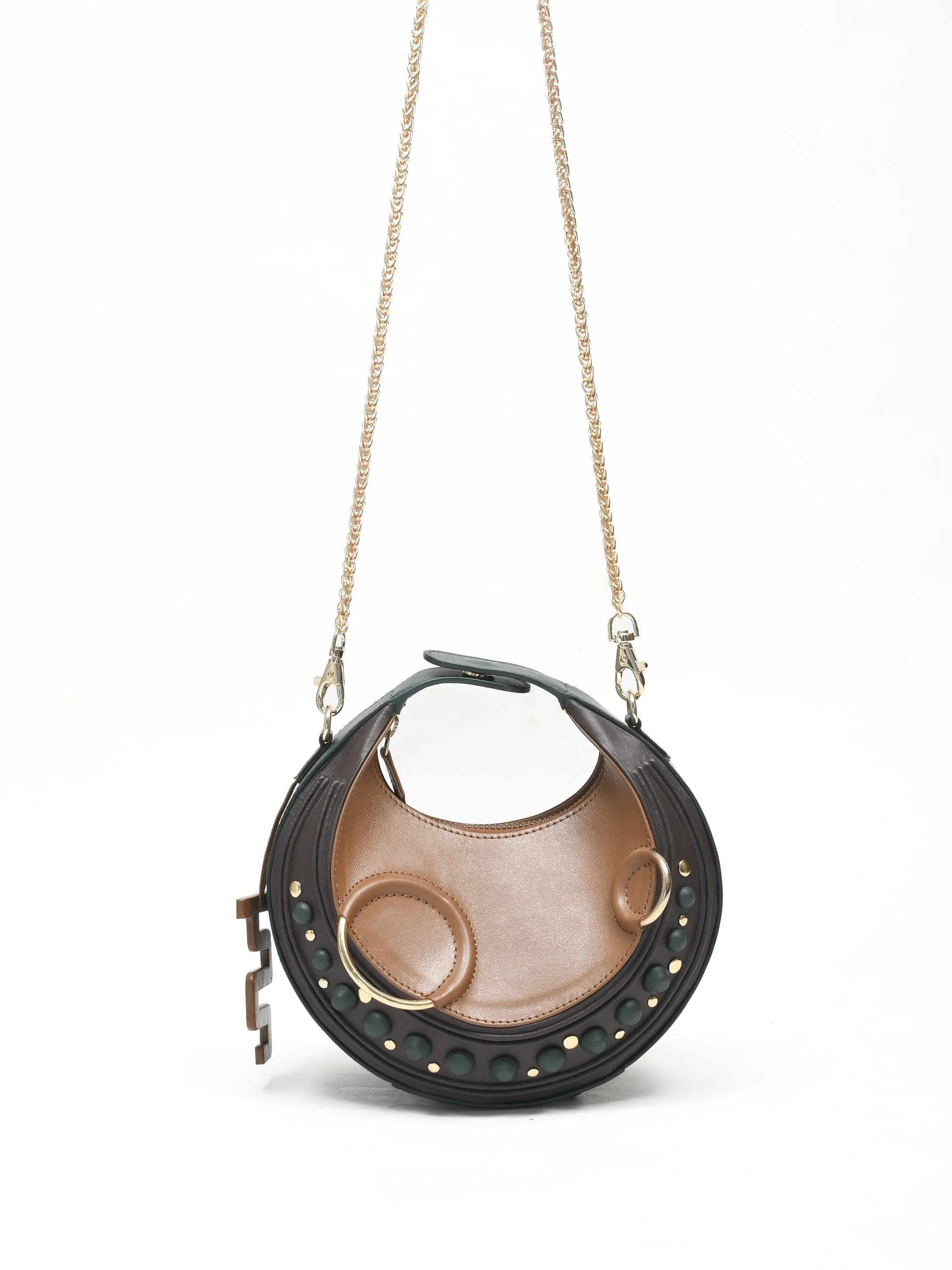 Halo Bag- Tan, Brown & Bottle Green