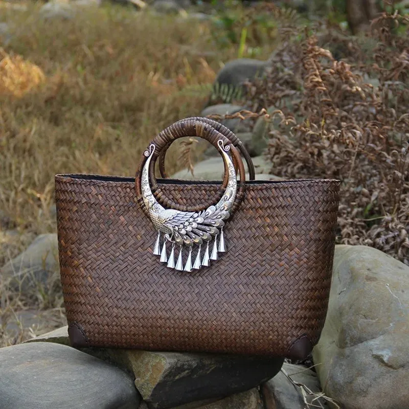 Handcrafted Rattan Straw Bag: Perfect Companion for Casual Beach Getaways