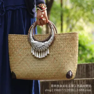 Handcrafted Rattan Straw Bag: Perfect Companion for Casual Beach Getaways
