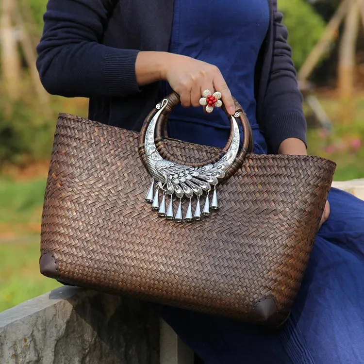 Handcrafted Rattan Straw Bag: Perfect Companion for Casual Beach Getaways