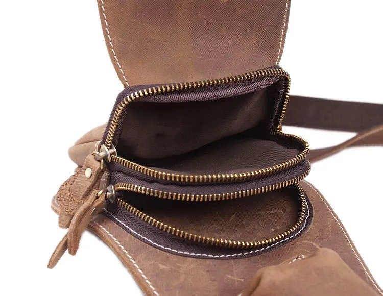 Handmade Vintage Genuine Leather Messenger Bag, Shoulder Bag, Chest Bag, Waist Pack 2009