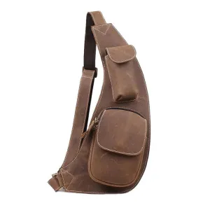 Handmade Vintage Genuine Leather Messenger Bag, Shoulder Bag, Chest Bag, Waist Pack 2009