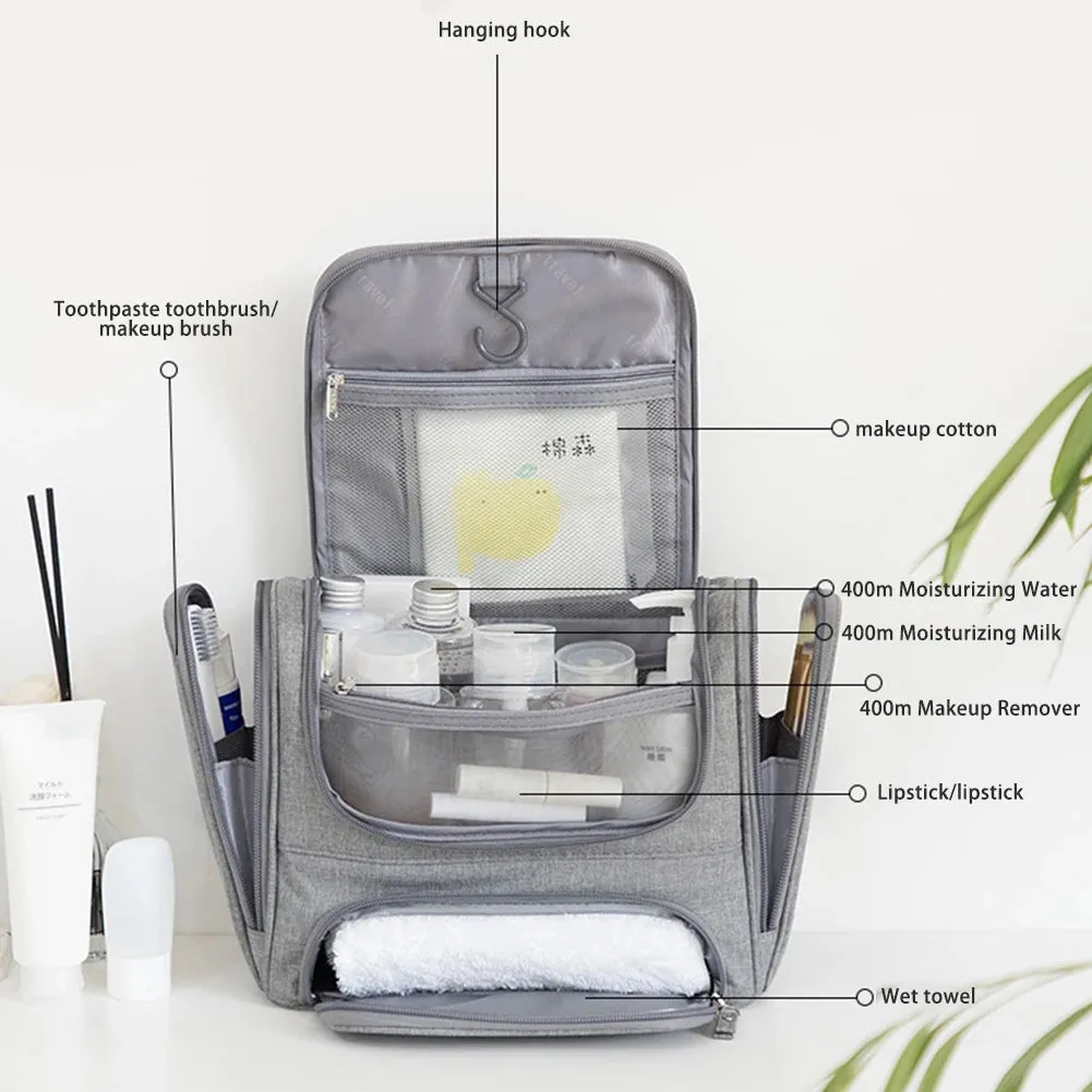 Hanging Travel Organizer Toiletry Bag with Hook and Handle Waterproof Cosmetic Bag Dop Kit Men Women Make Up Case Organizer