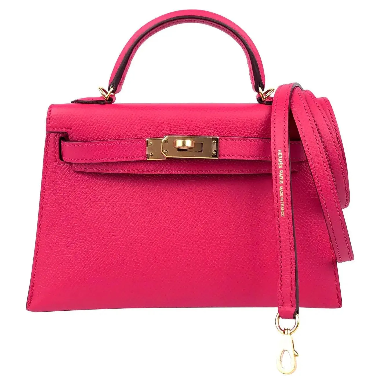 HERMES Kelly Mini 20 Rose Pink Epsom Bag