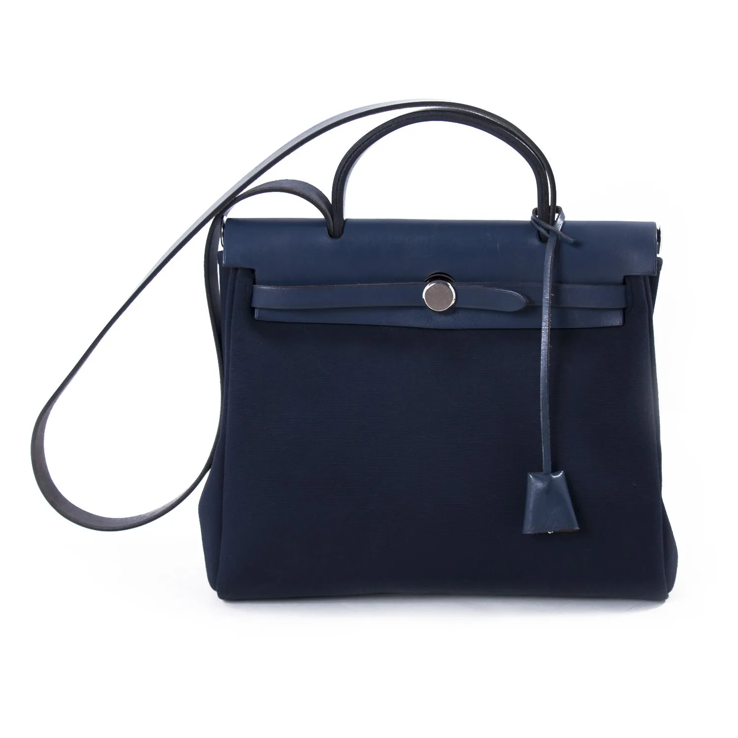 Hermès Herbag PM Toile Beige Navy Blue