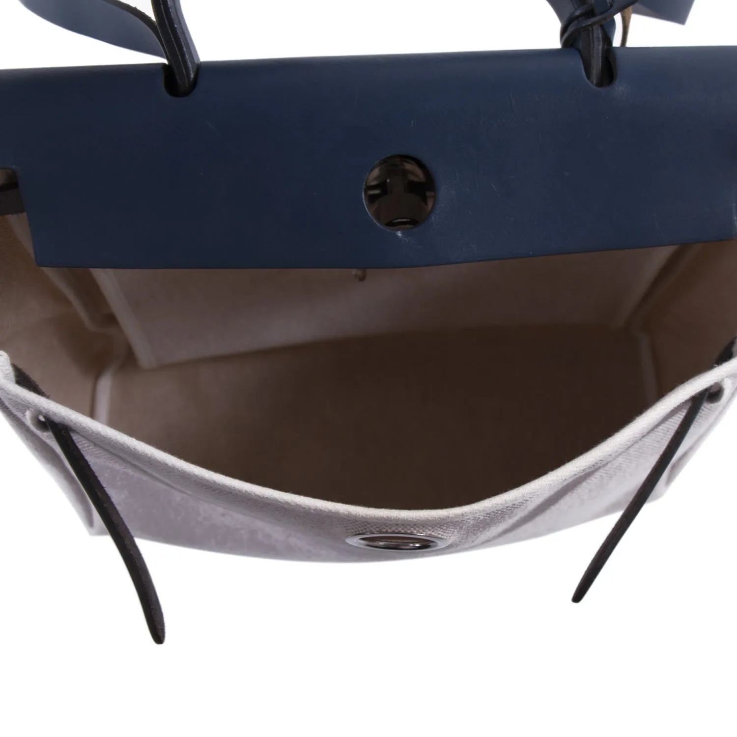 Hermès Herbag PM Toile Beige Navy Blue