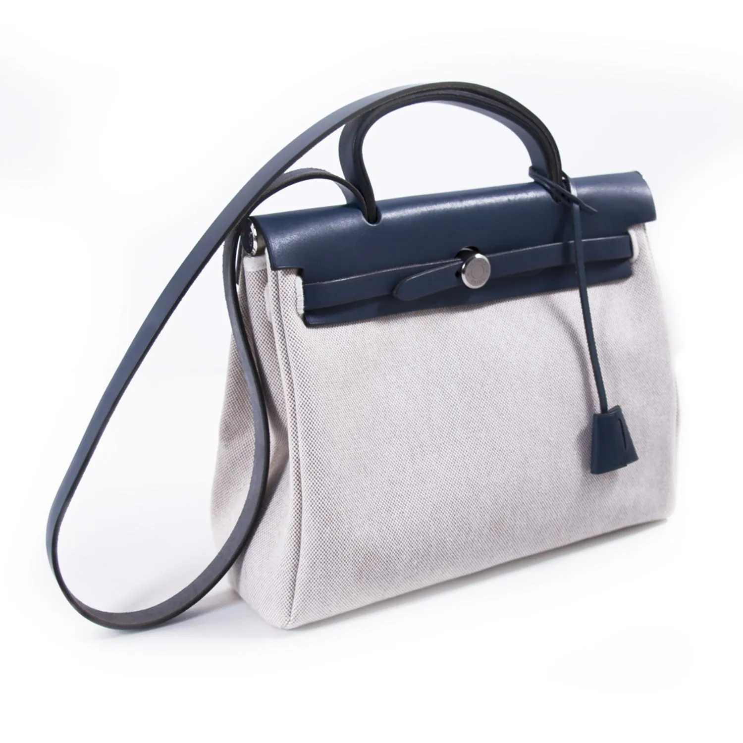 Hermès Herbag PM Toile Beige Navy Blue