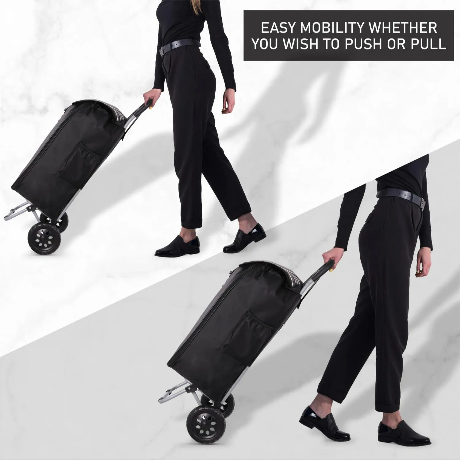 Hoppa Expandable 57L to 64L Lightweight Shopping Trolley 2024 model, Hard Wearing & Foldaway Push/Pull Cart for Easy Storage With 1 Year Guarantee