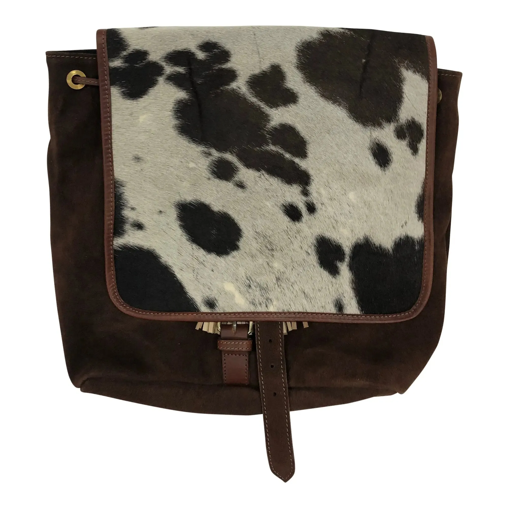 Huntley Equestrian Cowhide Suede Leather Designer Shoulder Backpack