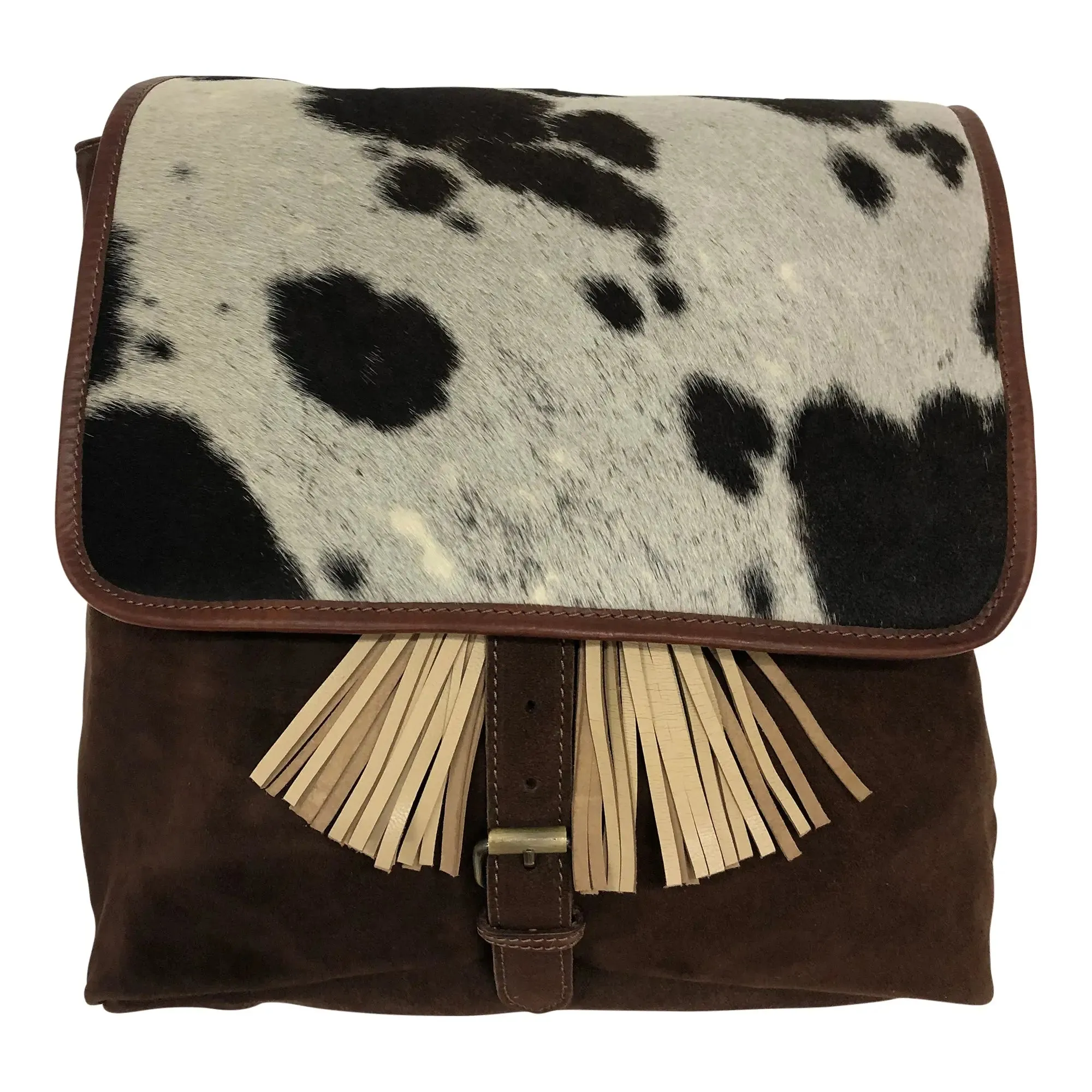 Huntley Equestrian Cowhide Suede Leather Designer Shoulder Backpack