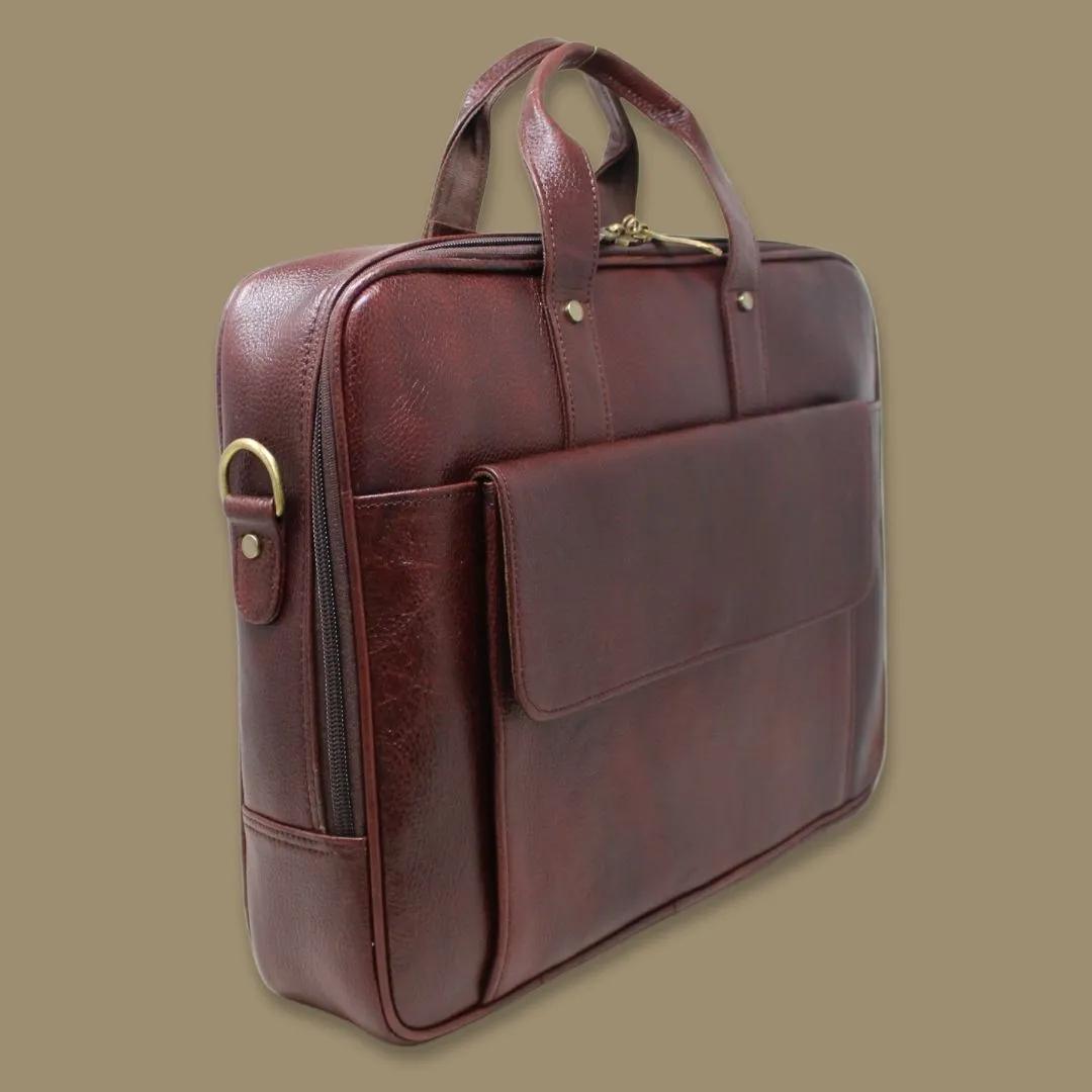 Ishaan Maroon Genuine Leather Laptop Messenger Bag-Gs