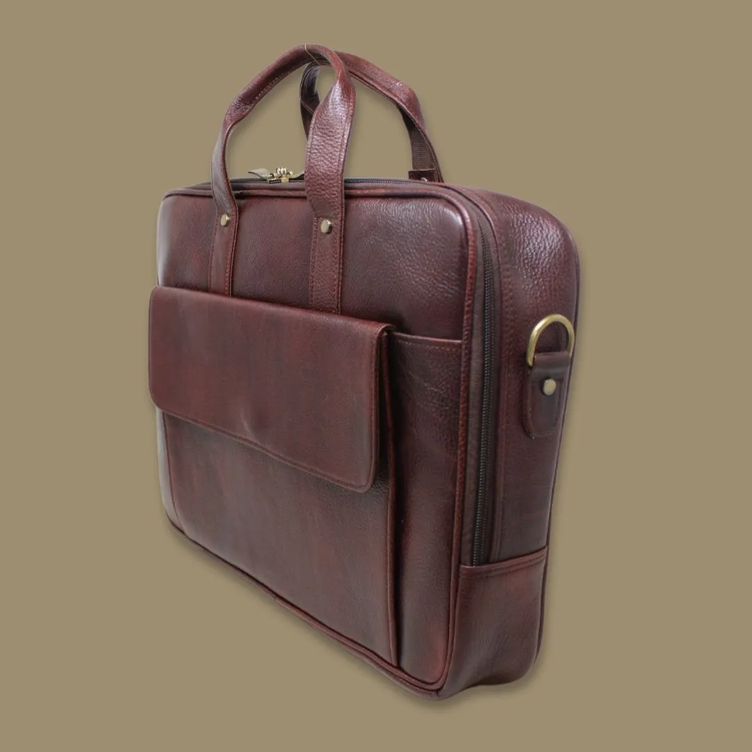 Ishaan Maroon Genuine Leather Laptop Messenger Bag-Gs