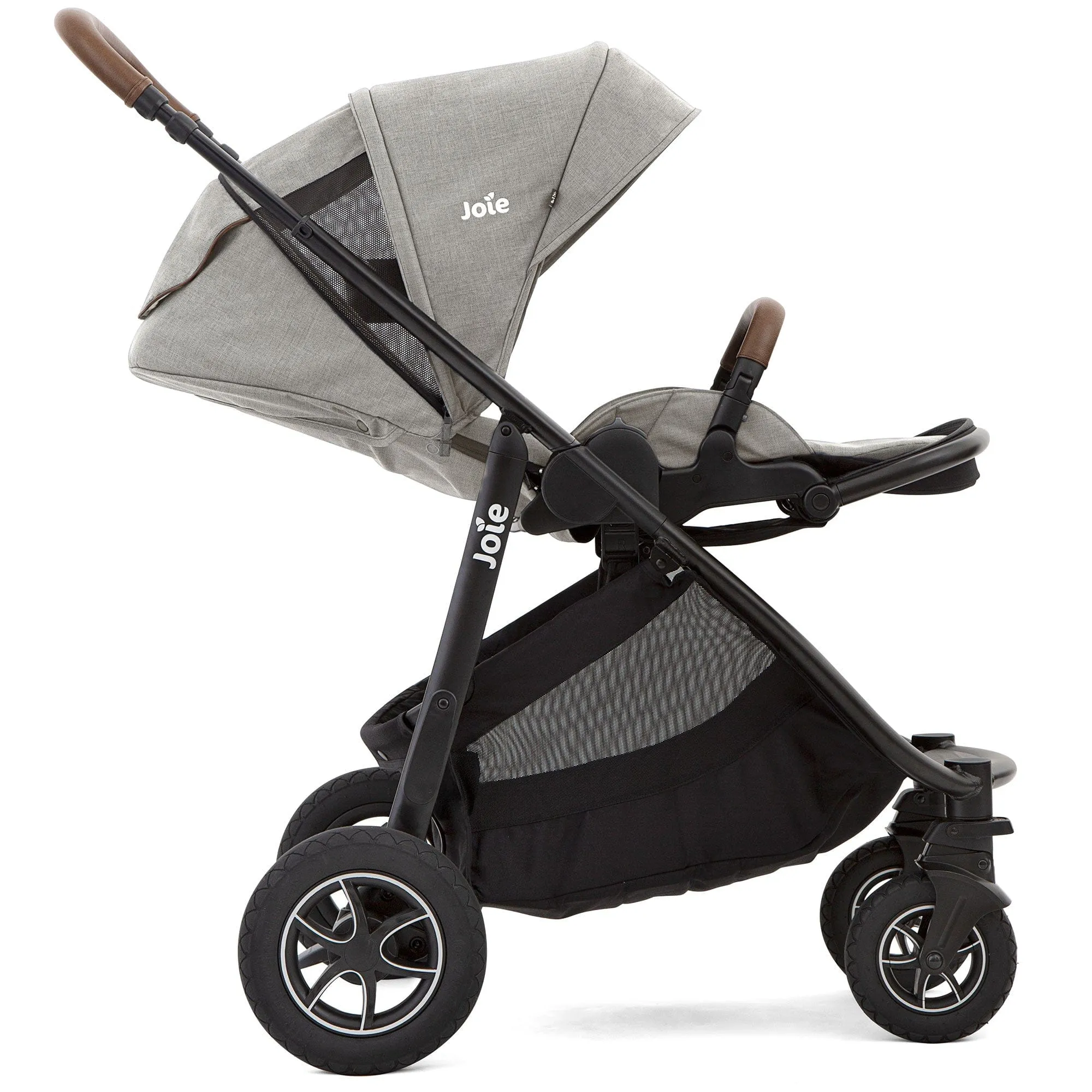 Joie Versatrax Stroller and Ramble XL Carrycot in Pebble