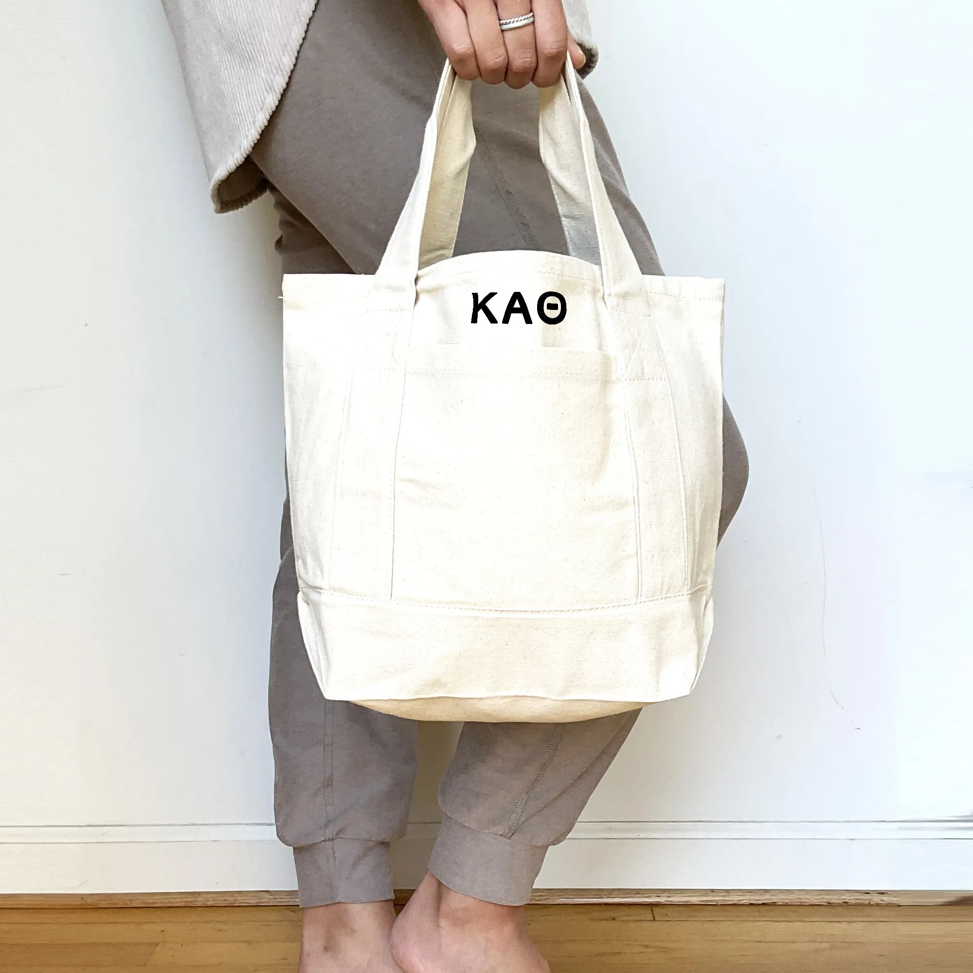 Kappa Alpha Theta Black Trim Canvas Tote Bag - Perfect for Everyday Sorority Life