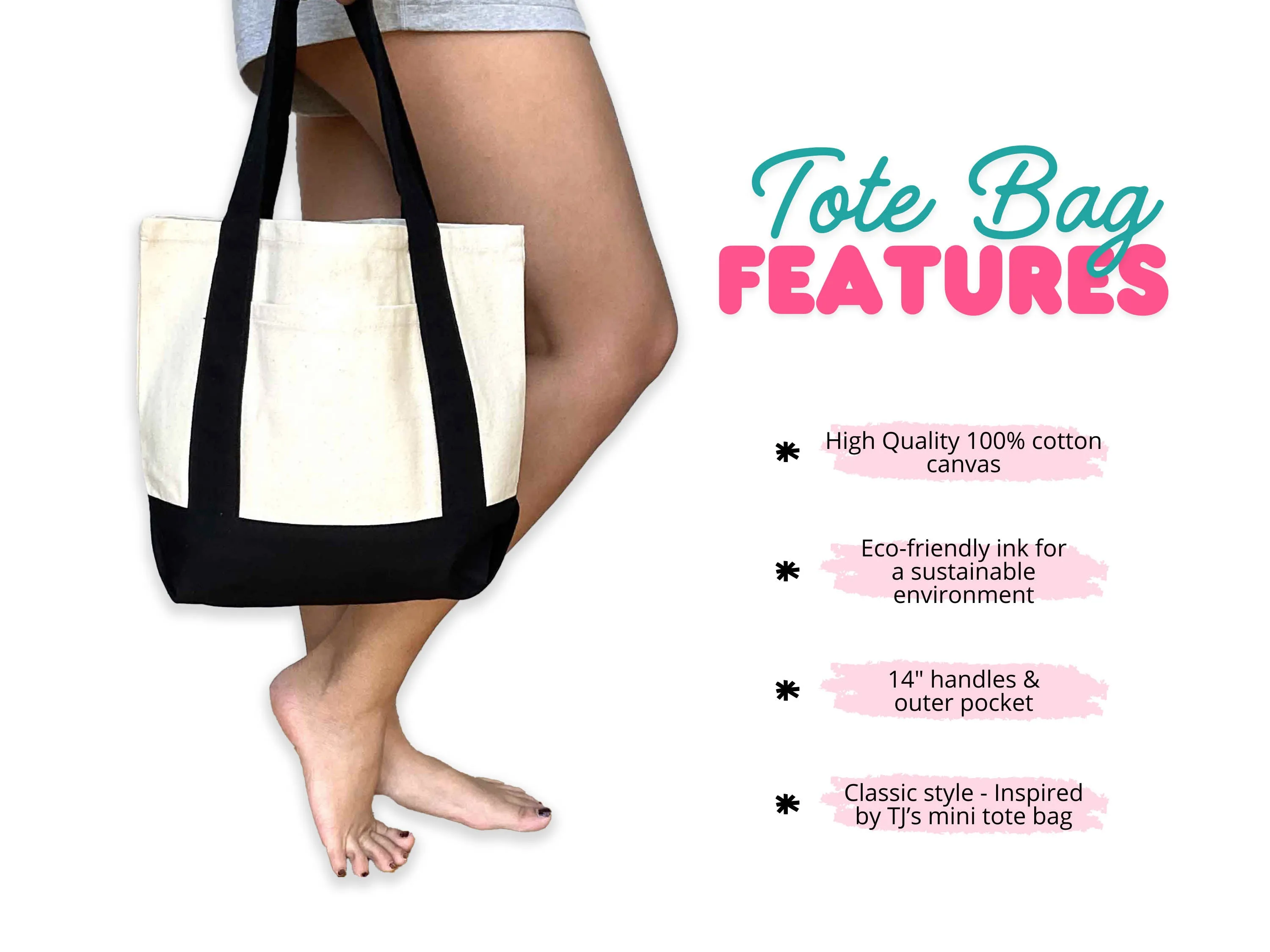 Kappa Alpha Theta Black Trim Canvas Tote Bag - Perfect for Everyday Sorority Life