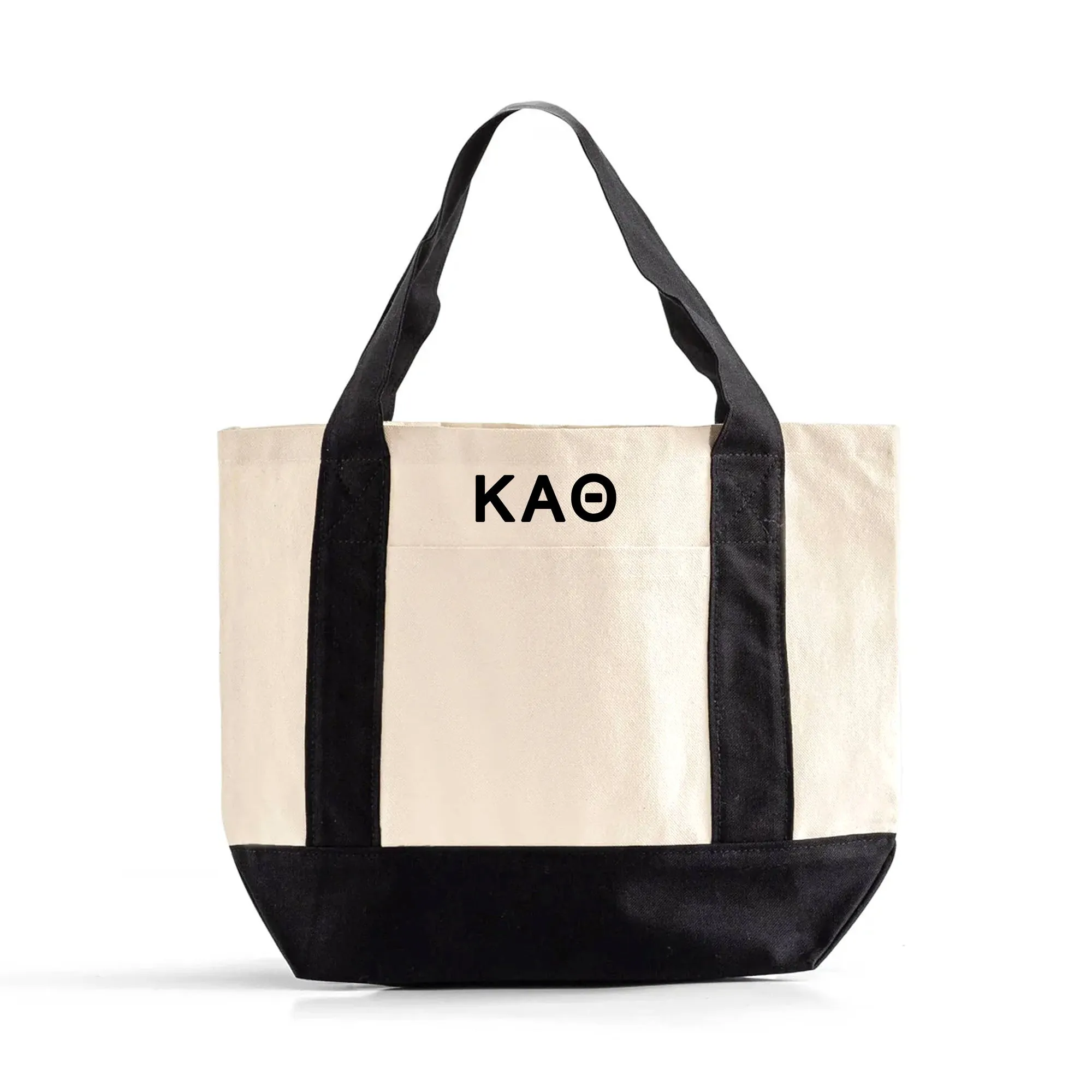Kappa Alpha Theta Black Trim Canvas Tote Bag - Perfect for Everyday Sorority Life