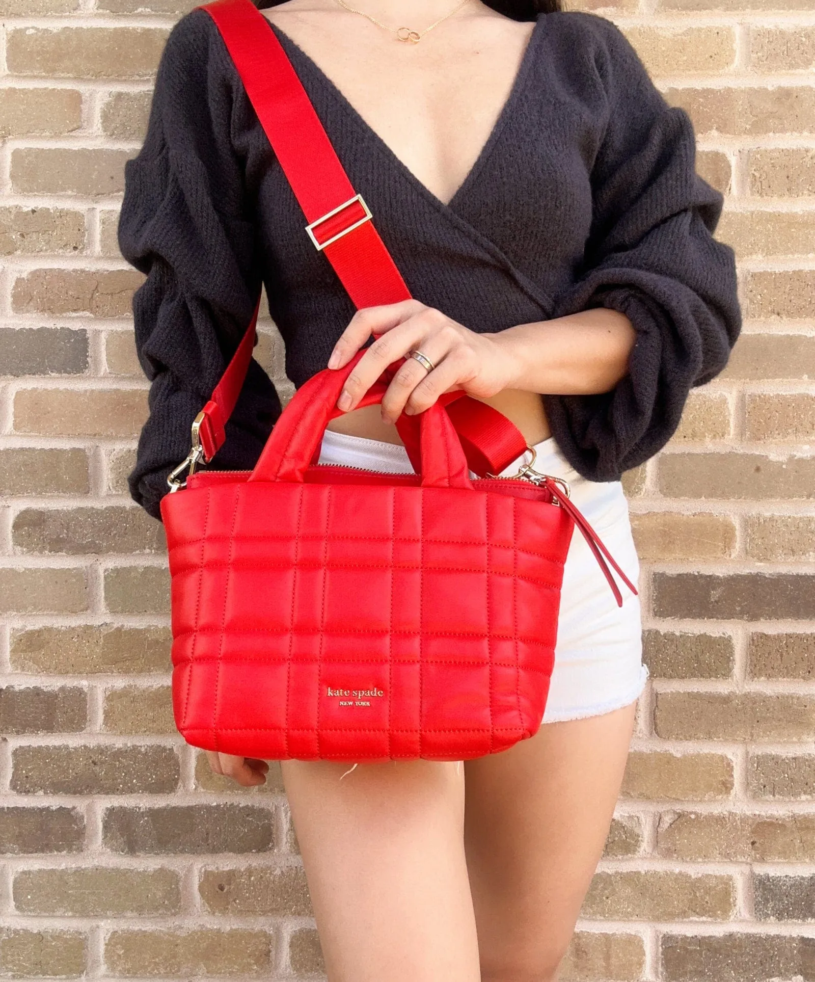 Kate Spade Softwhere Quilted Leather Mini Tote Crossbody Bright Red
