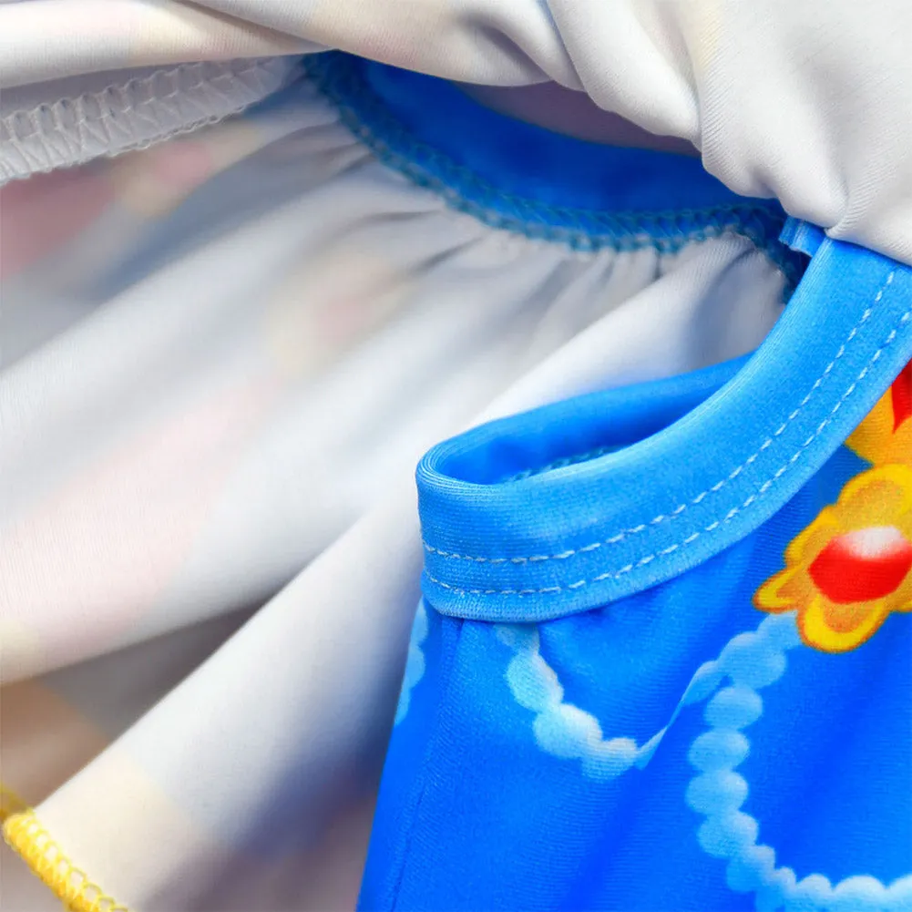 Kids Girls Snow White Cosplay Costume Two-Piece Swimwear Outfits Halloween Carnival Suit