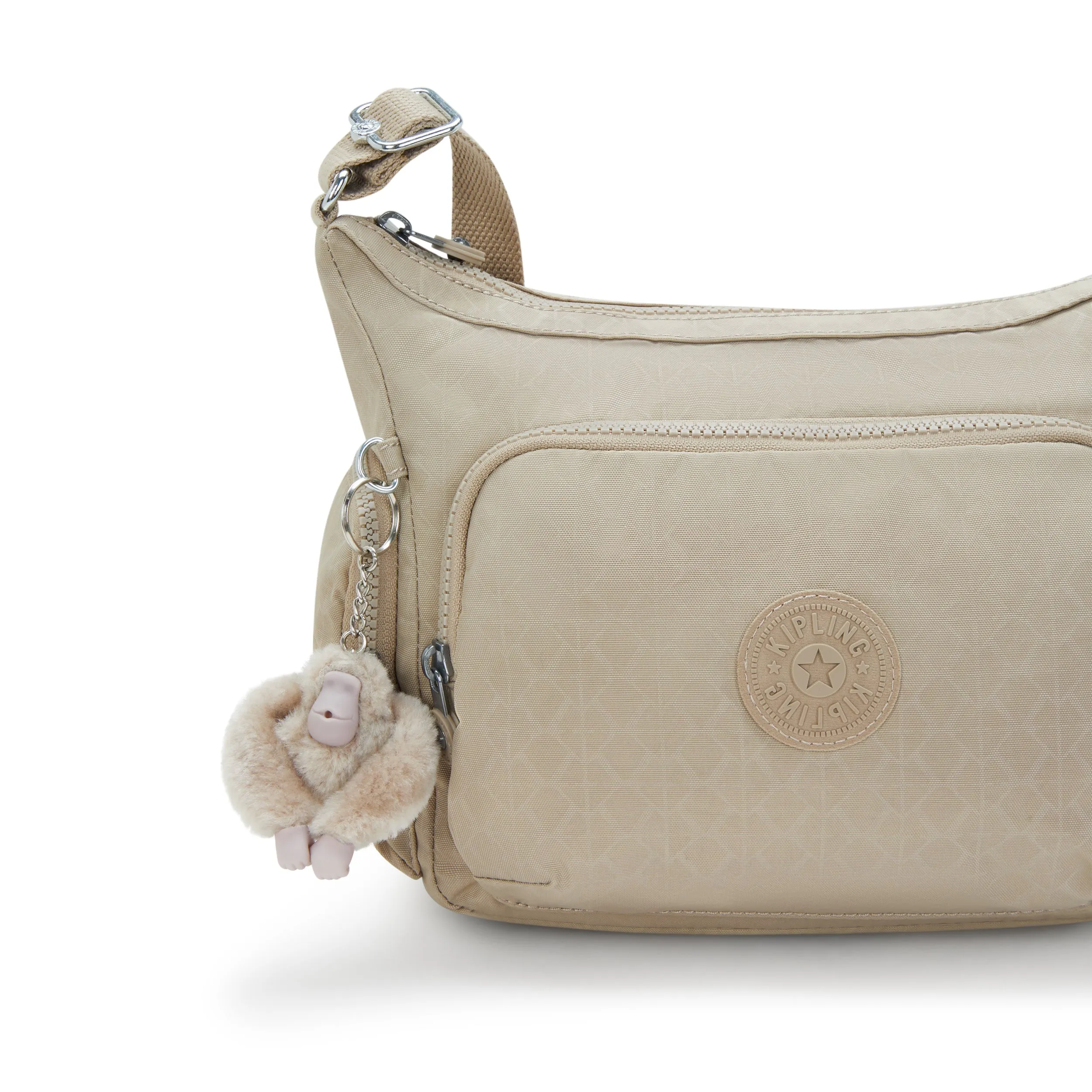 Kipling Gabb S Signature Beige Embossed Medium Crossbody Bag I4611-96A