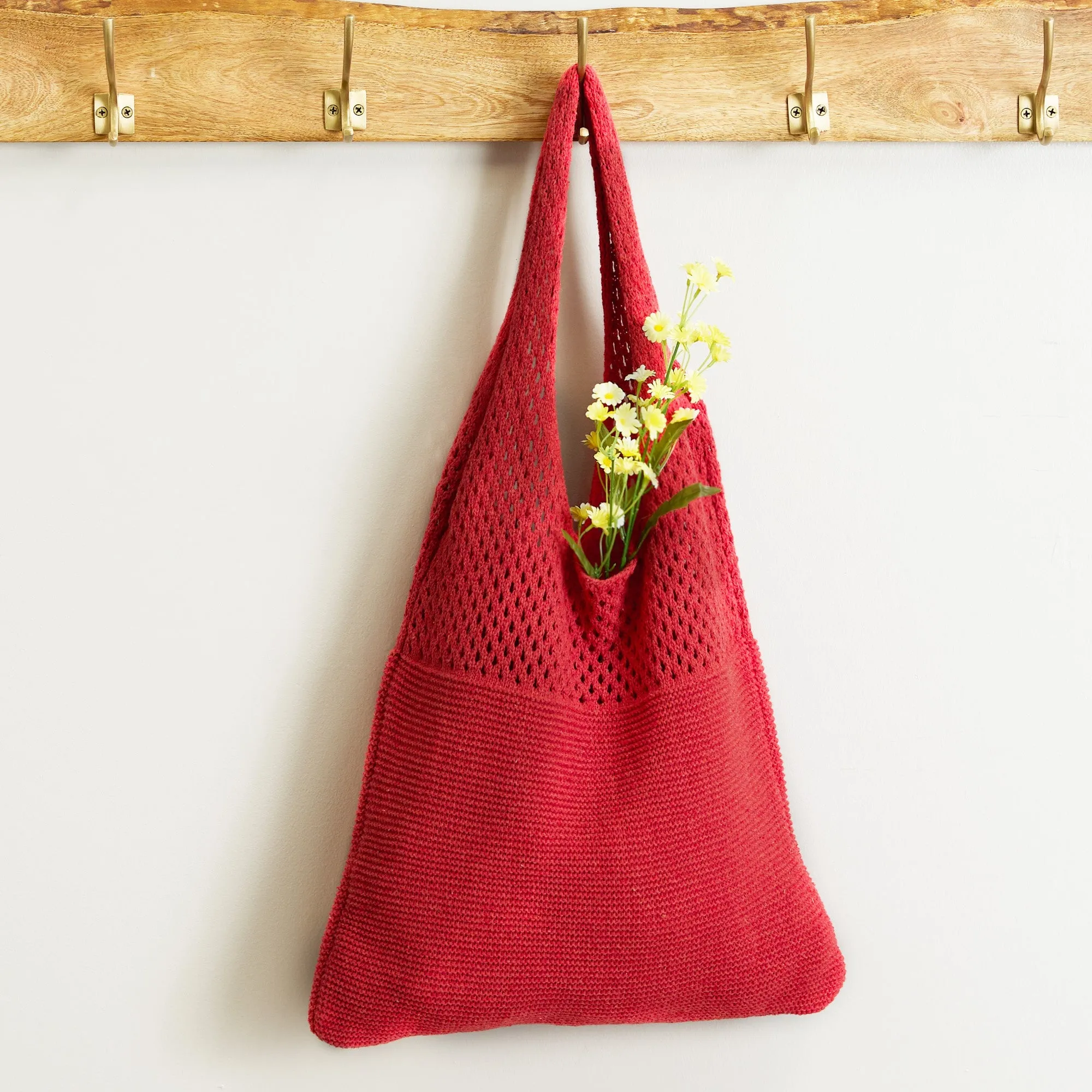 Knit Market Tote - Red