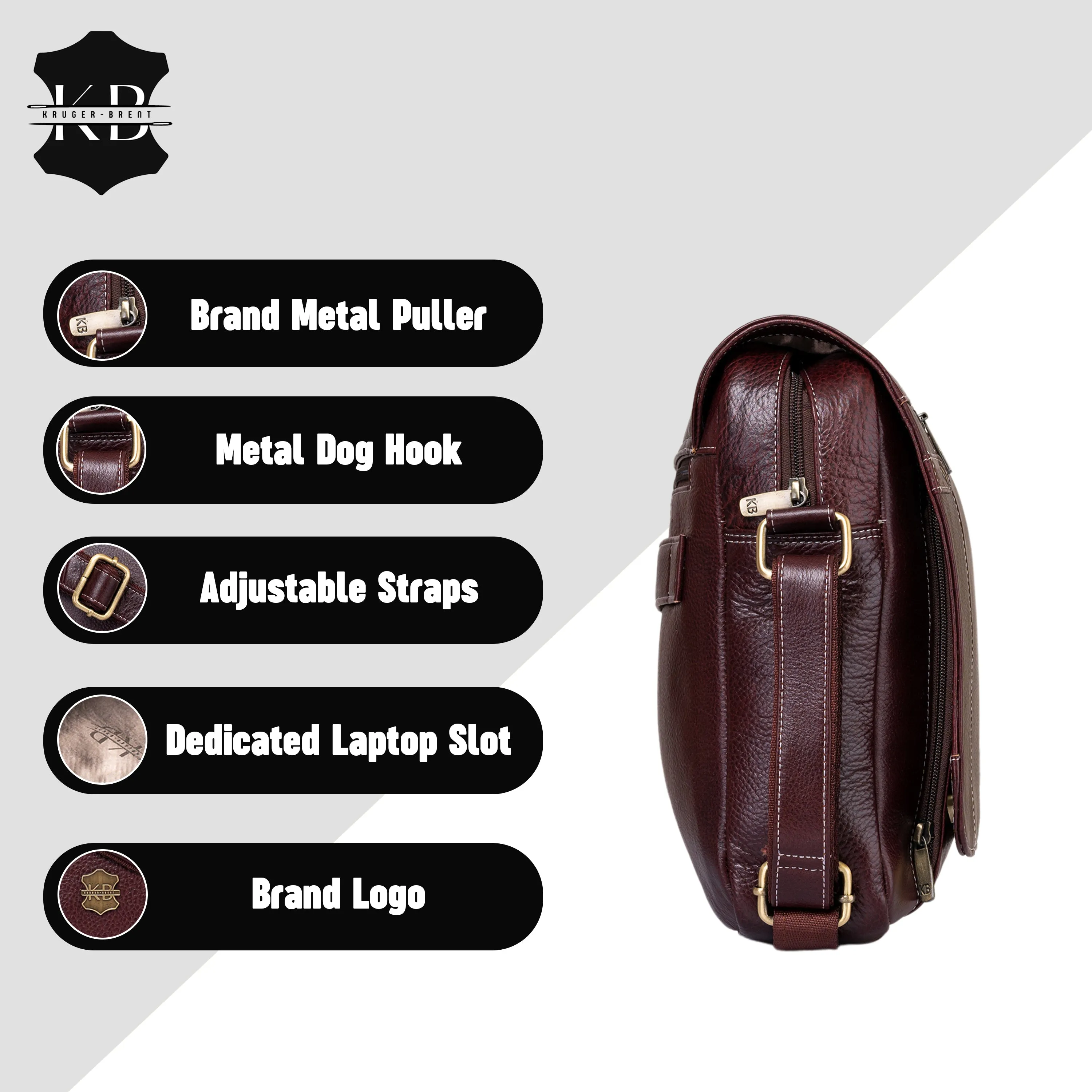 Kuger-Brent Cronus Wine Genuine Leather Unisex Messenger Bag