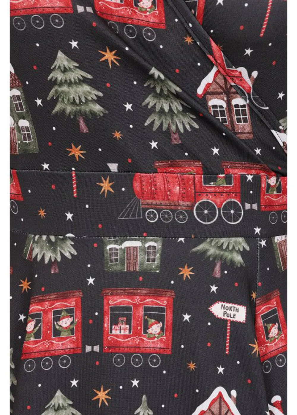 Lady V Lyra Xmas Express Christmas 50's Swing Dress Black