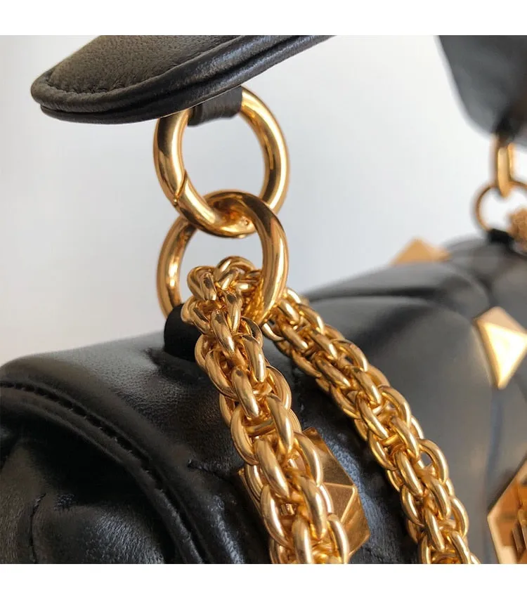 large diamond lock shoulder bag