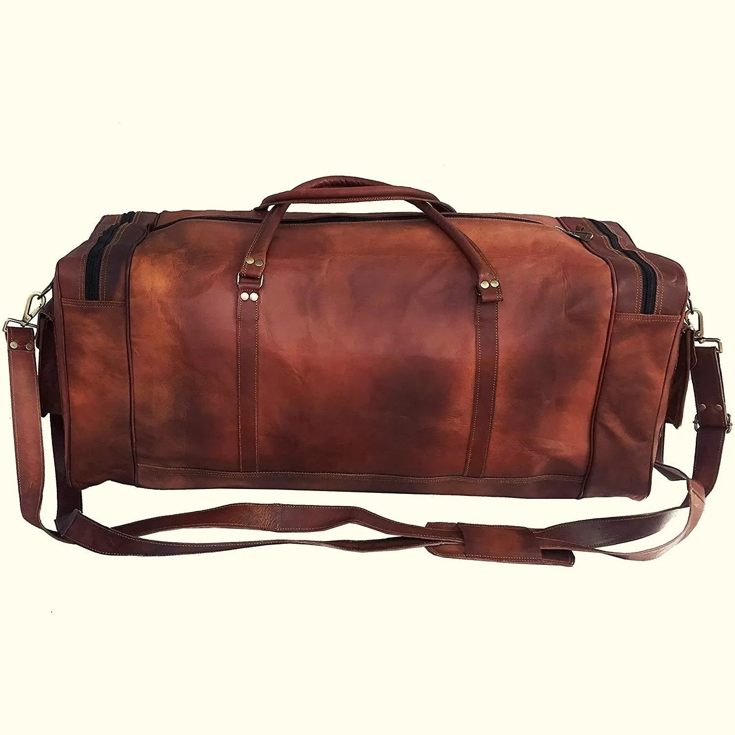 Large Leather Travel Duffel Bag