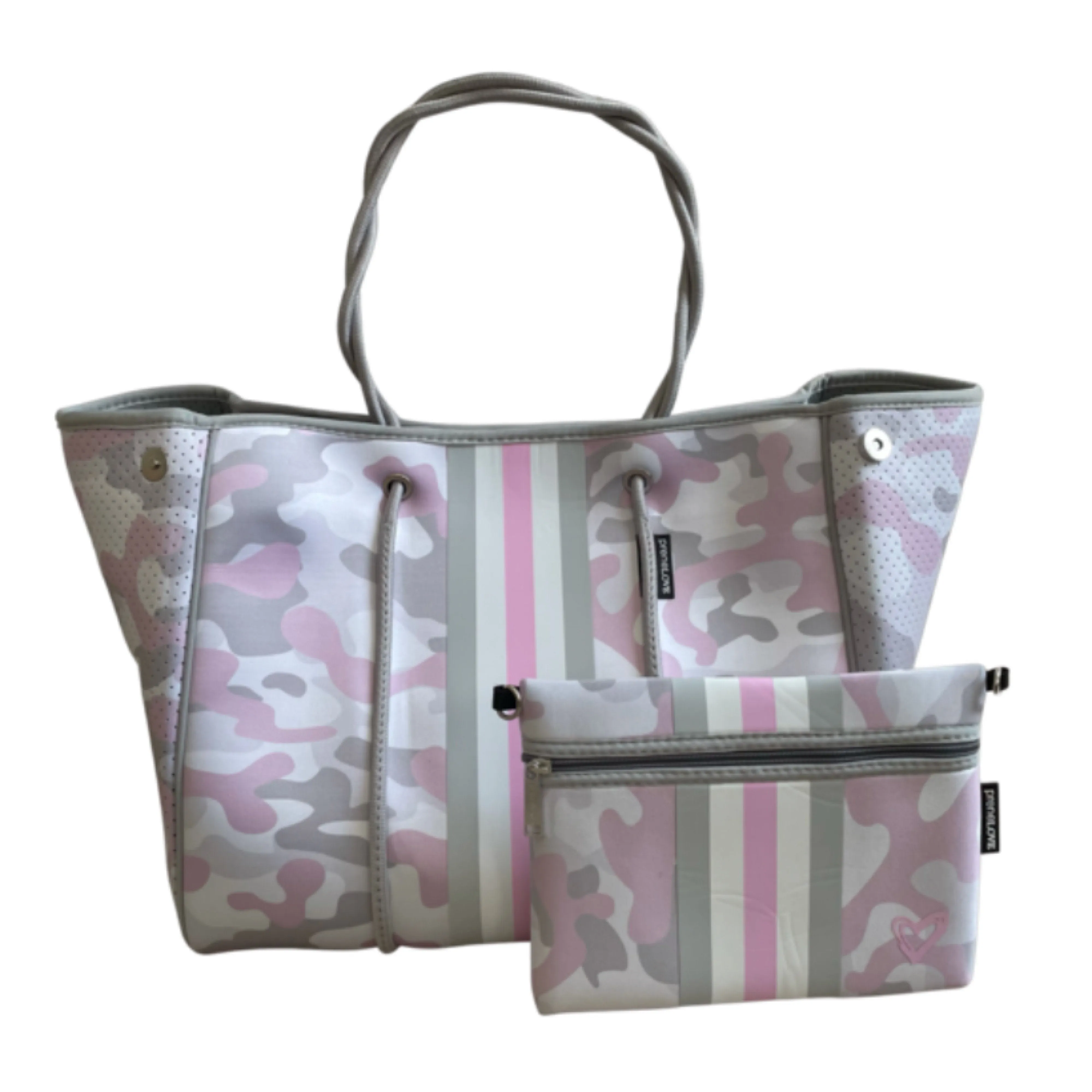 Large Neoprene Tote Bag and Wristlet Camouflage - Summerside